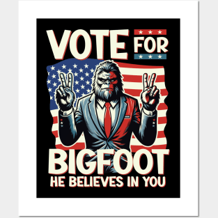 Bigfoot for President - Vote for Bigfoot USA Flag Posters and Art